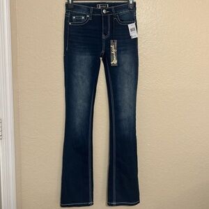 Sound Girl Jeans Women’s Or Girl's Dark Wash Blue Denim Bootcut Mid Rise Sz. 0